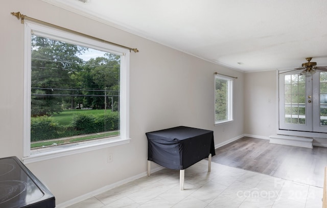 interior space featuring a healthy amount of sunlight and ceiling fan