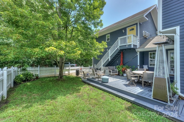 view of yard with a deck