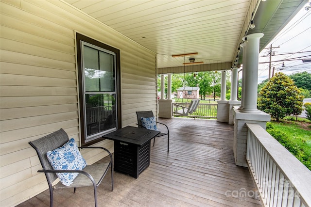 deck featuring a porch