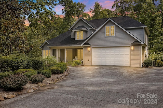 view of front of house with a garage