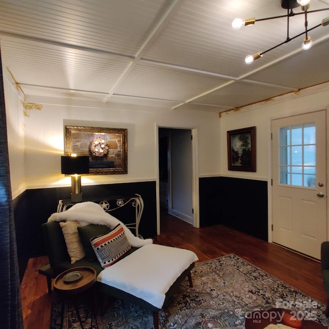 living area with wood finished floors