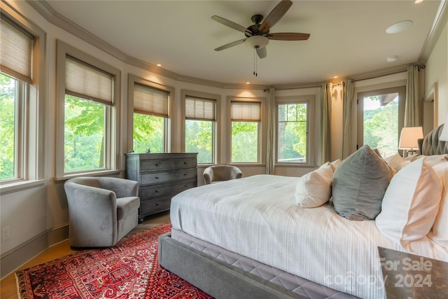 bedroom featuring multiple windows and hardwood / wood-style flooring