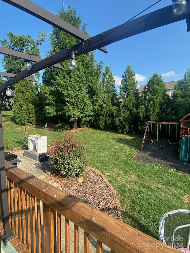 view of yard with a playground