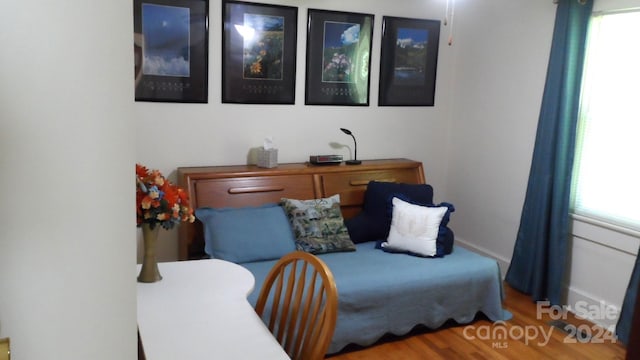 bedroom with wood-type flooring