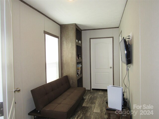 interior space with dark hardwood / wood-style flooring