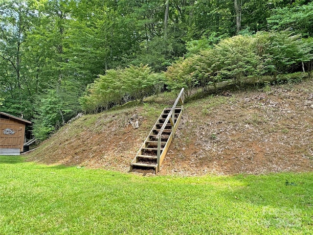 view of entry to storm shelter