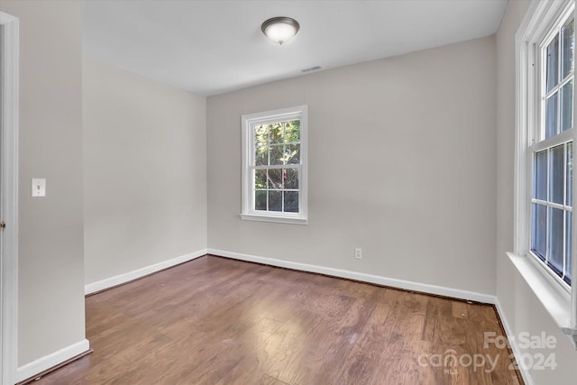 spare room with wood-type flooring