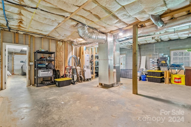 basement with water heater