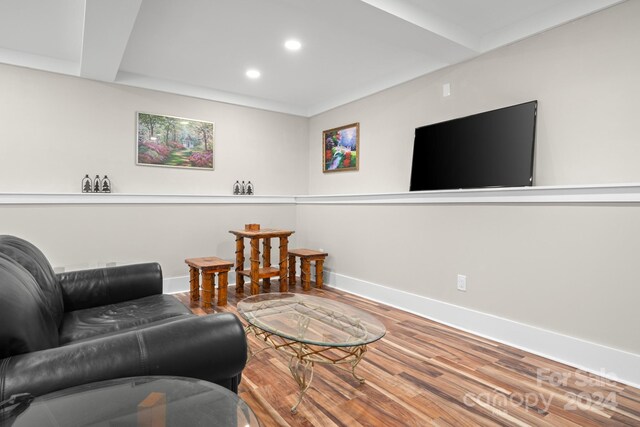 living room with hardwood / wood-style floors