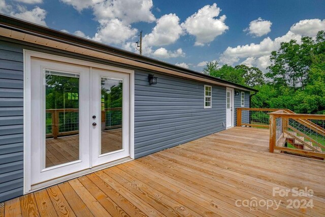 wooden deck with french doors