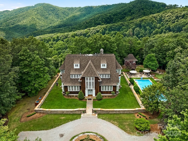 bird's eye view featuring a mountain view