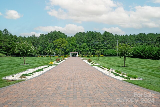 view of property's community featuring a yard