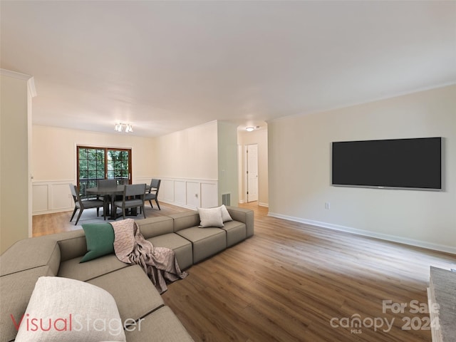 living room with light wood-type flooring