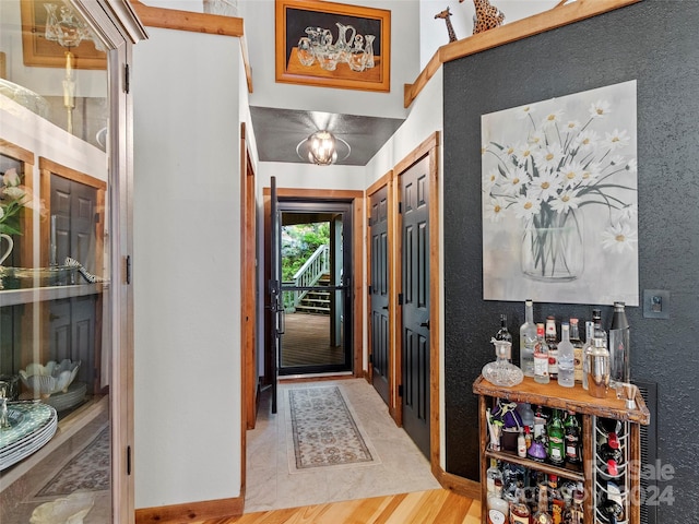 foyer entrance featuring wood finished floors