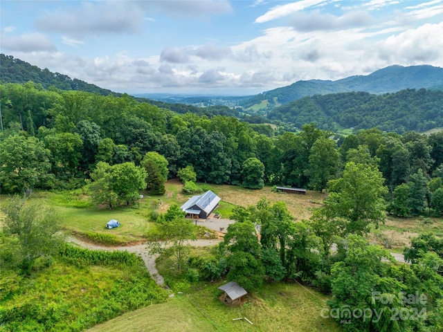 drone / aerial view with a mountain view