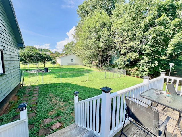 view of yard featuring a deck