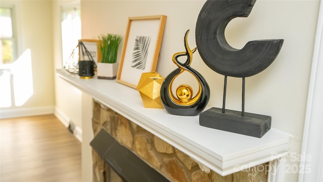 interior details featuring hardwood / wood-style flooring