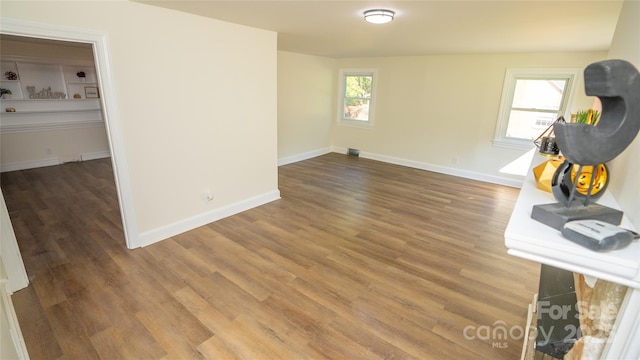 spare room with wood-type flooring