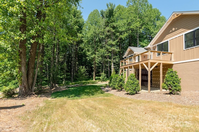 654 Hollybrook Dr, Flat Rock, NC 28731 - view of grassy yard featuring a wooden deck