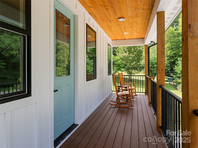 deck with a porch