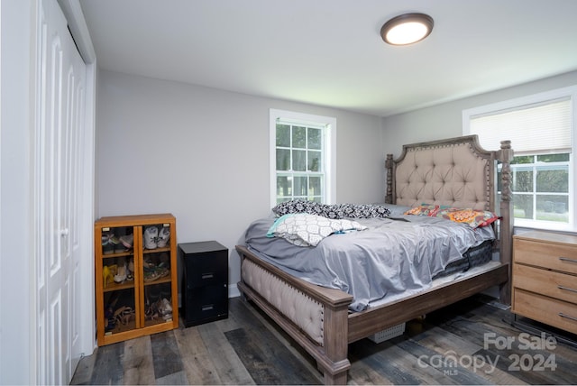 bedroom featuring dark hardwood / wood-style floors