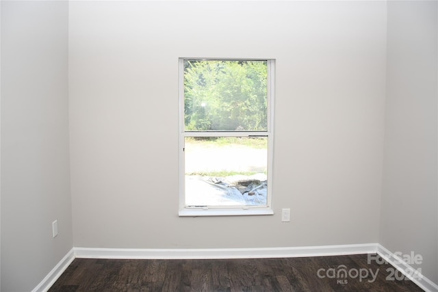 unfurnished room featuring dark wood-type flooring