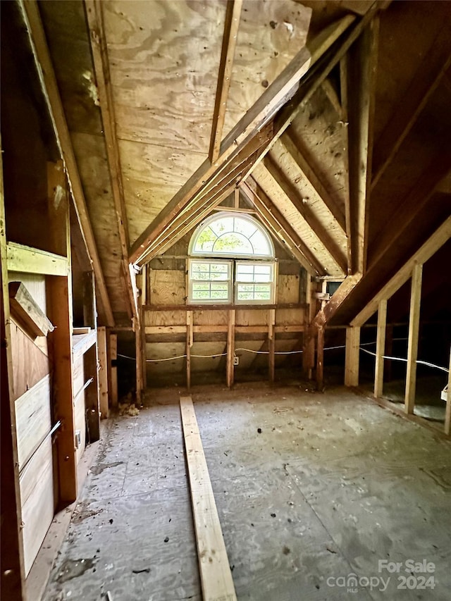 view of unfinished attic