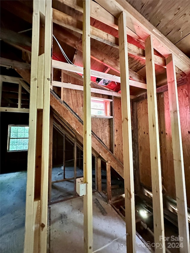 view of unfinished attic