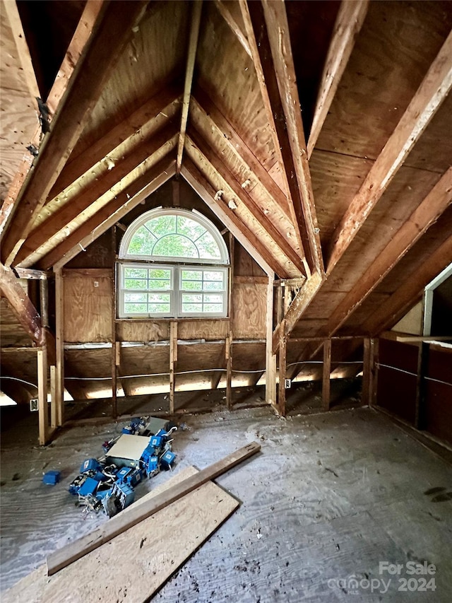 view of unfinished attic