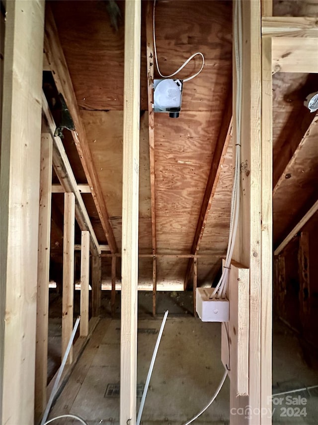 view of unfinished attic