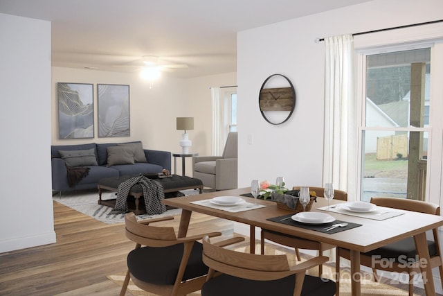 dining space featuring light hardwood / wood-style flooring