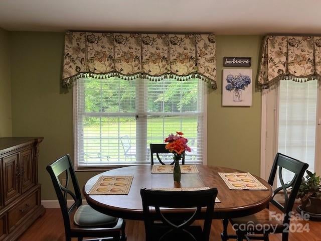 dining room with hardwood / wood-style flooring