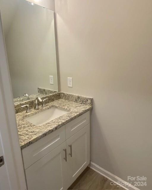 bathroom featuring wood-type flooring and vanity