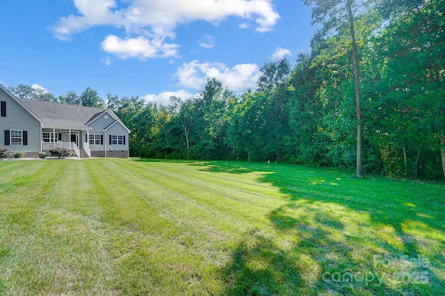 view of yard featuring a porch