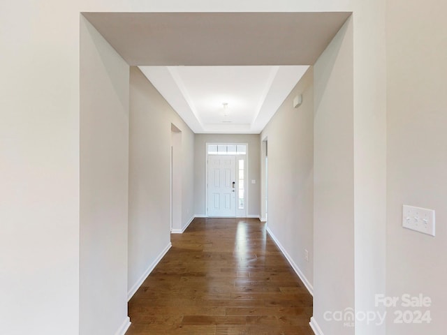 7025 Stella Pl, Stanley, NC 28164 - doorway to outside with a raised ceiling and wood finished floors