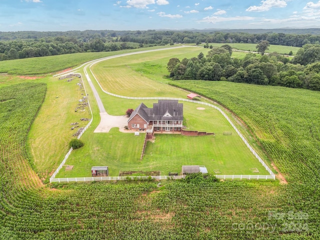 aerial view featuring a rural view