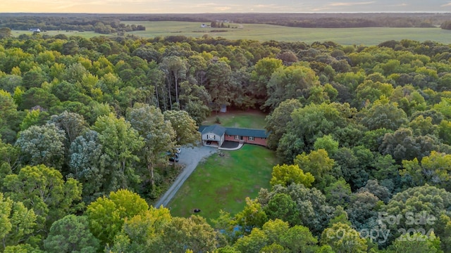 view of aerial view at dusk