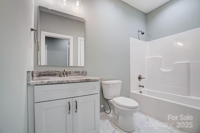 full bathroom with vanity, toilet, and shower / bath combination