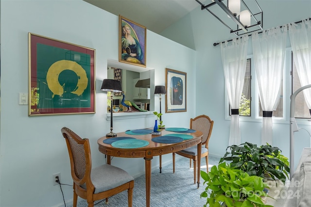 view of carpeted dining room