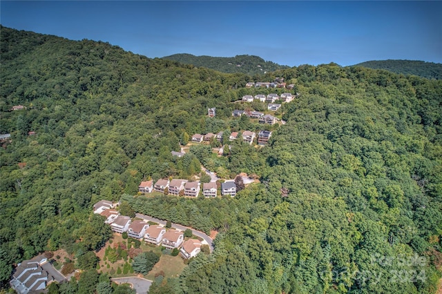 birds eye view of property featuring a residential view and a forest view