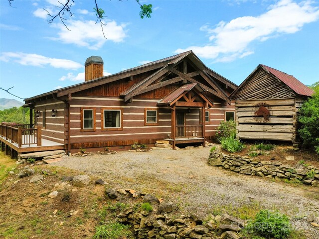 view of log home