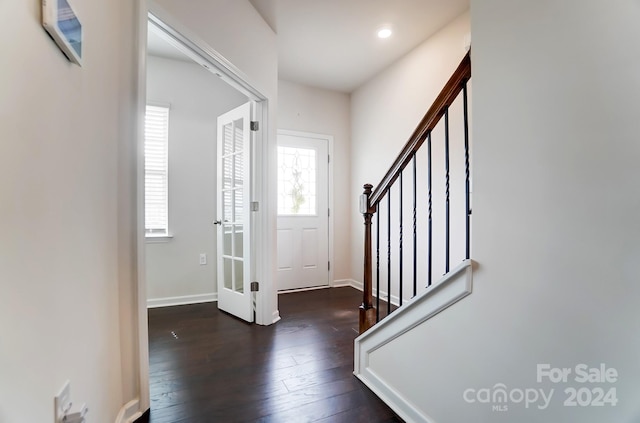 entrance foyer with dark wood-type flooring