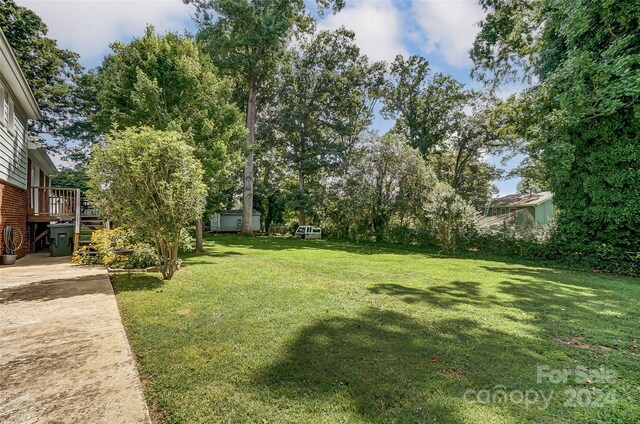 view of yard featuring a wooden deck