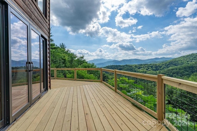 deck with a mountain view