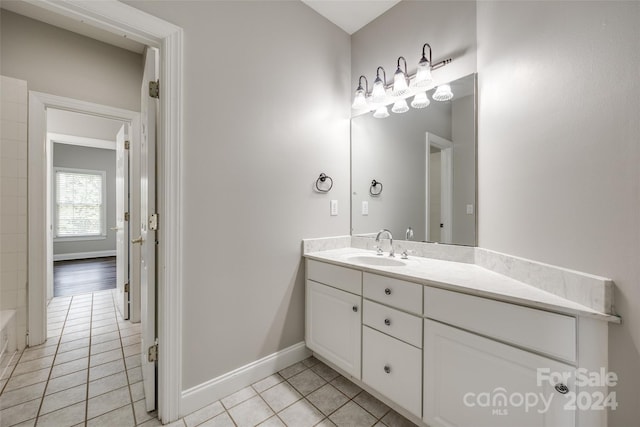 bathroom featuring vanity and tile patterned flooring