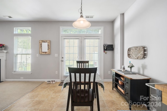 view of tiled dining area