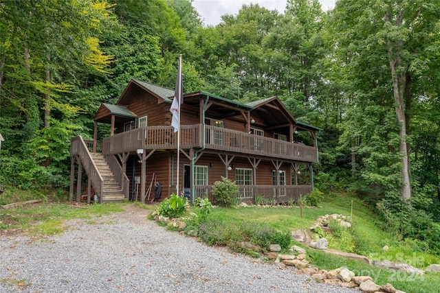 view of front of house featuring a deck