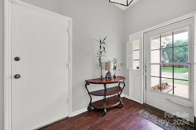 doorway to outside with dark hardwood / wood-style flooring