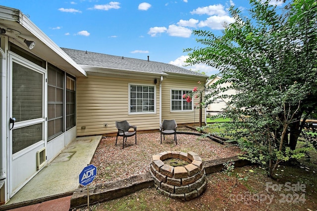 exterior space featuring a fire pit