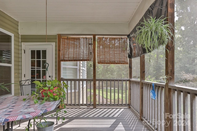 view of unfurnished sunroom